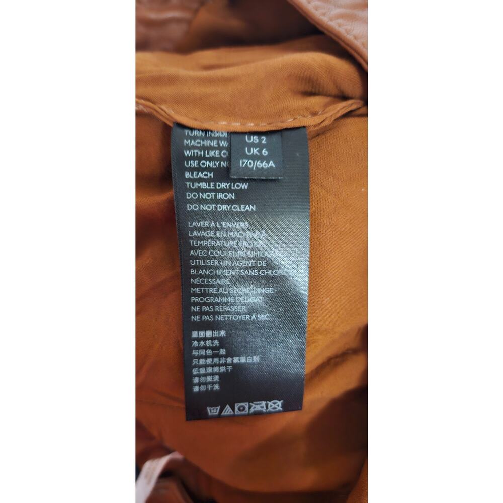 Free People Midnight Magic Vegan Leather Mini Skirt Cognac Brown Size 2 Moto - Picture 8 of 8